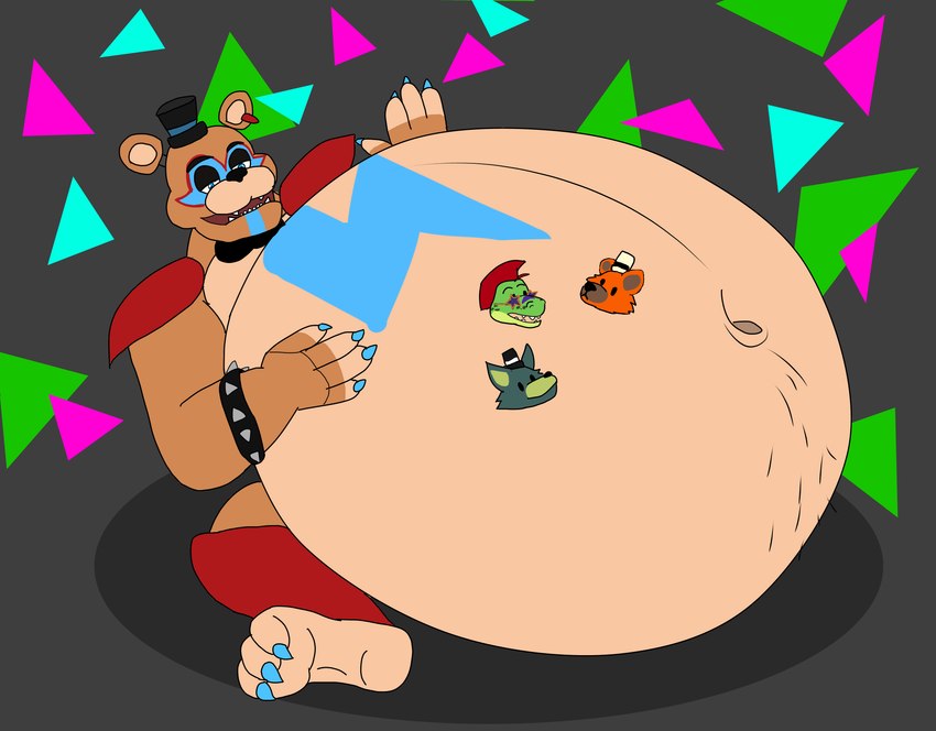 anthro belly belly_fur belly_slap big_belly fur group hand_on_belly huge_belly hyper hyper_belly machine male male_pred male_prey multiple_prey navel navel_outline satisfied satisfied_look sitting sitting_on_ground slap solo vore vore_tattoo alejo_garci five_nights_at_freddy's five_nights_at_freddy's:_security_breach scottgames steel_wool_studios fan_character glamrock_freddy montgomery_gator alligator alligatorid animatronic bear canid canine canis crocodilian mammal reptile robot scalie wolf hi_res