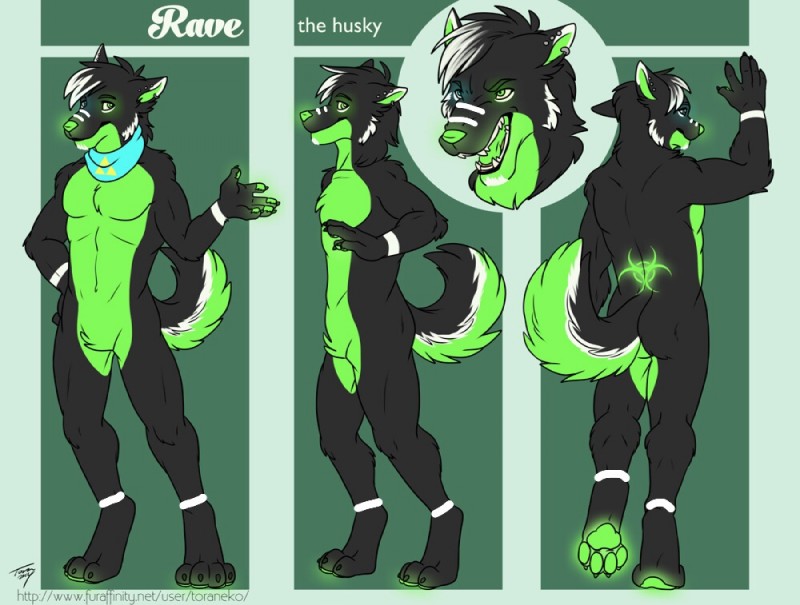 anthro fur green_body green_fur male solo toraneko canid canine canis domestic_dog husky mammal nordic_sled_dog spitz