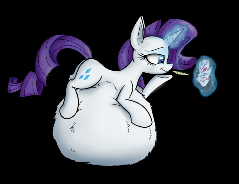 belly big_belly blue_eyes card cutie_mark female feral fur glowing hair hooves horn levitation long_hair magic overweight overweight_female overweight_feral purple_hair simple_background smile solo transparent_background vore white_body white_fur bellspurgebells friendship_is_magic hasbro my_little_pony mythology rarity_(mlp) equid equine mammal mythological_creature mythological_equine unicorn alpha_channel