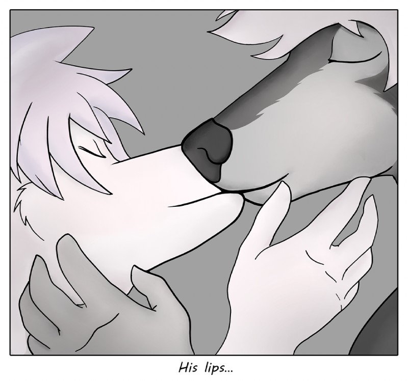 duo eyes_closed female friends_with_benefits fur grey_body grey_fur kissing male white_body white_fur colrblnd duzt measureup oata_rinsky walter_moss alaskan_malamute canid canine canis domestic_dog mammal nordic_sled_dog samoyed spitz comic