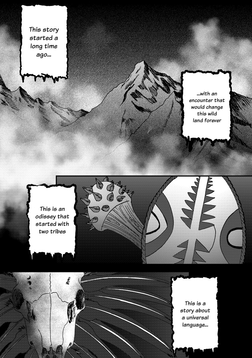 bone cloud club_(weapon) feathers melee_weapon mountain shield skull speech_bubble text weapon efradraws northwind_(efradraws) absurd_res comic digital_media_(artwork) english_text hi_res monochrome