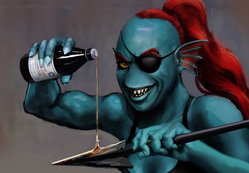 ainsley harriott and undyne (undertale (series) and etc) created by viper-jack