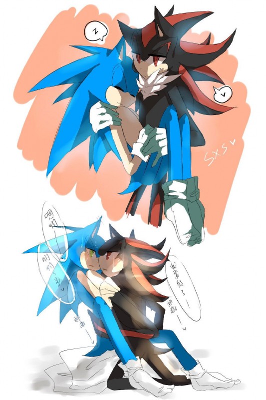 shadow the hedgehog and sonic the hedgehog (sonic the hedgehog (series) and etc) created by unknown artist