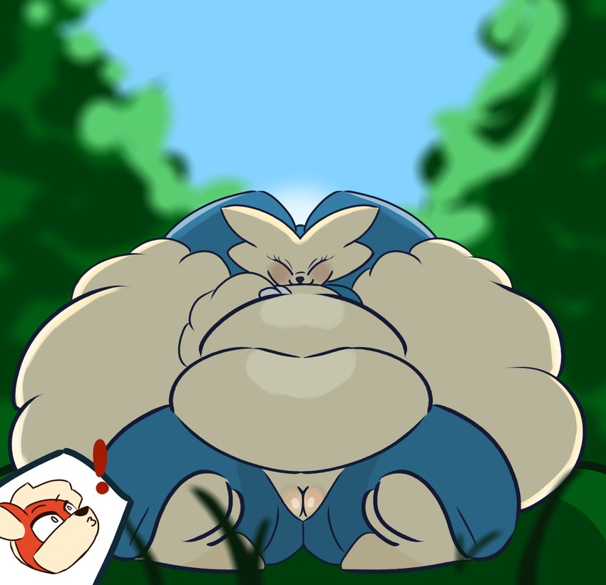 anthro belly big_belly female fusion genitals low-angle_view overweight overweight_female pokemon_fusion presenting pussy surprise thick_thighs toastyryce nintendo pokemon pokemon_infinite_fusion snorpunny generation_1_pokemon generation_4_pokemon growlithe hybrid lopunny pokemon_(species) snorlax absurd_res hi_res