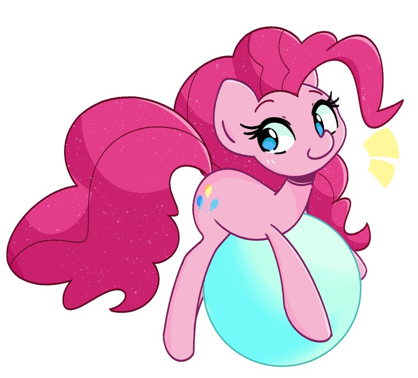 ball blue_eyes exercise_ball female feral hair hooves pink_body pink_hair quadruped simple_background smile solo white_background kindakismet friendship_is_magic hasbro my_little_pony pinkie_pie_(mlp) earth_pony equid equine horse mammal pony 2021 hi_res