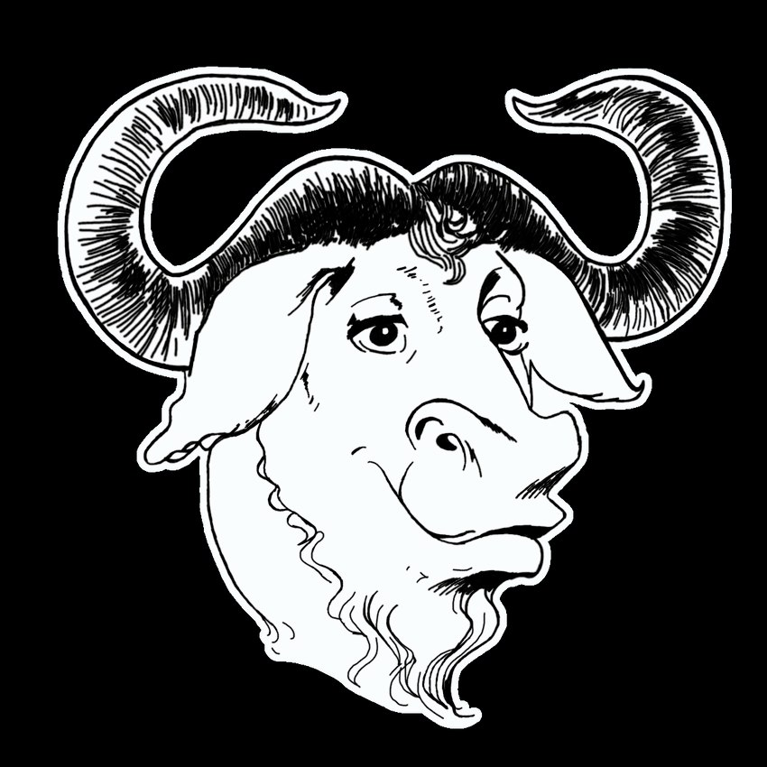 2_horns ambiguous_form ambiguous_gender beard facial_hair floppy_ears gnu_(free_software) horn simple_background smug_face snout solo three-quarter_view transparent_background etienne_suvasa peter_gerwinski cc-by-sa creative_commons free_software_foundation gnu_fdl gnu_project alcelaphine antelope bovid gnu mammal 1996 1:1 alpha_channel black_and_white headshot_portrait hi_res monochrome official_art portrait redraw