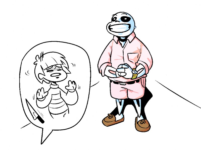 frisk and sans (you know i had to do it to em and etc) created by pixylbyte