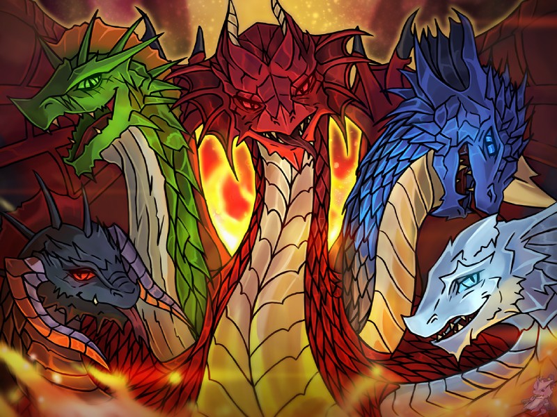 tiamat and tiamat (dungeons and dragons and etc) created by zeitzbach