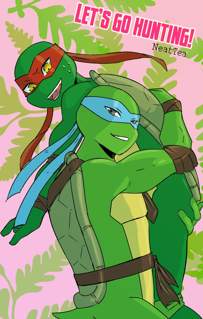 adolescent bodily_fluids duo kerchief male sweat sweatdrop young momorawrr neattea teenage_mutant_ninja_turtles leonardo_(tmnt) raphael_(tmnt) reptile scalie turtle cover cover_art cover_page hi_res brother_(lore) brothers_(lore) incest_(lore) sibling_(lore)