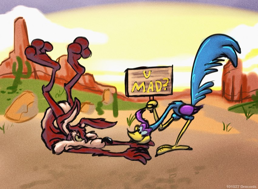 road runner and wile e. coyote (warner brothers and etc) created by stevethedragon
