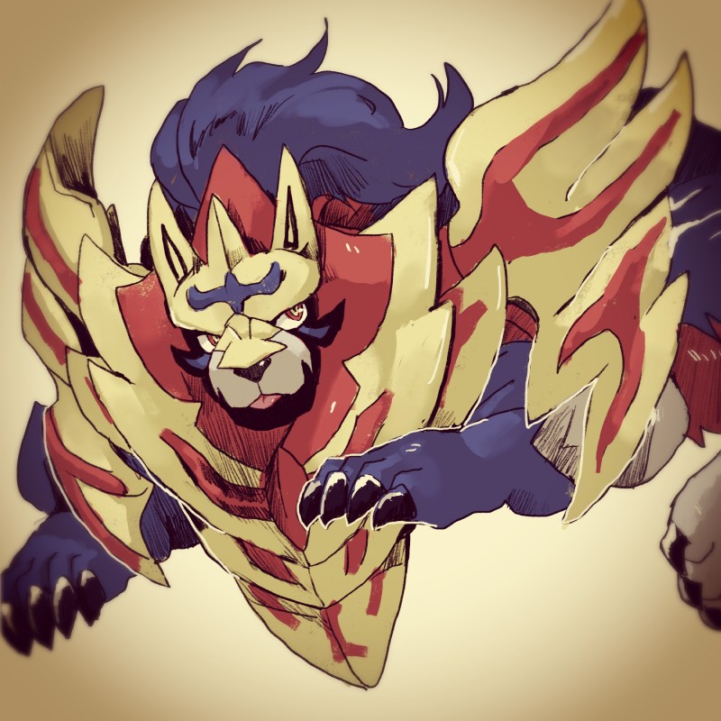 blep blue_body blue_fur blue_hair feral fur hair red_body red_eyes red_fur simple_background solo tongue tongue_out mowang_yu nintendo pokemon canid canine crowned_shield_zamazenta generation_8_pokemon legendary_pokemon mammal pokemon_(species) zamazenta 1:1 2019 absurd_res hi_res