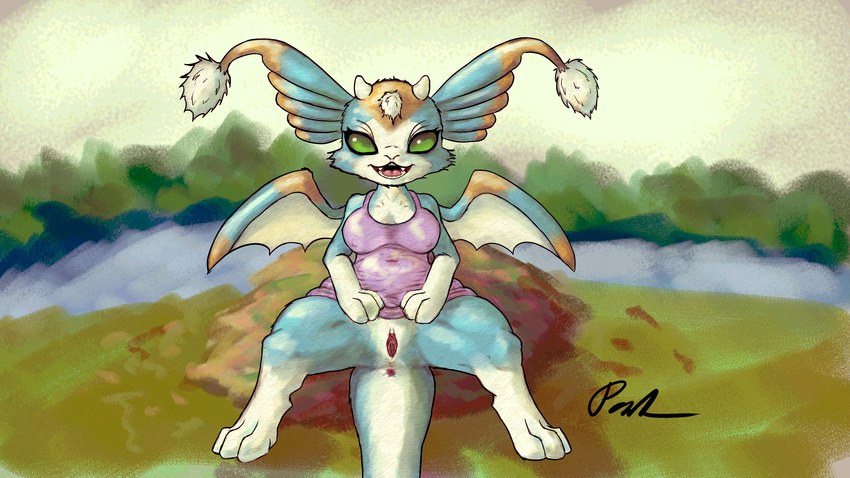 anus breasts clothing earpoms female head_tuft horn paws spread_legs spreading tail tail_anus thick_tail tuft wings pawknight dust:_an_elysian_tail pawknight_(fursona) bat mammal nimbat unknown_species 16:9 hi_res widescreen