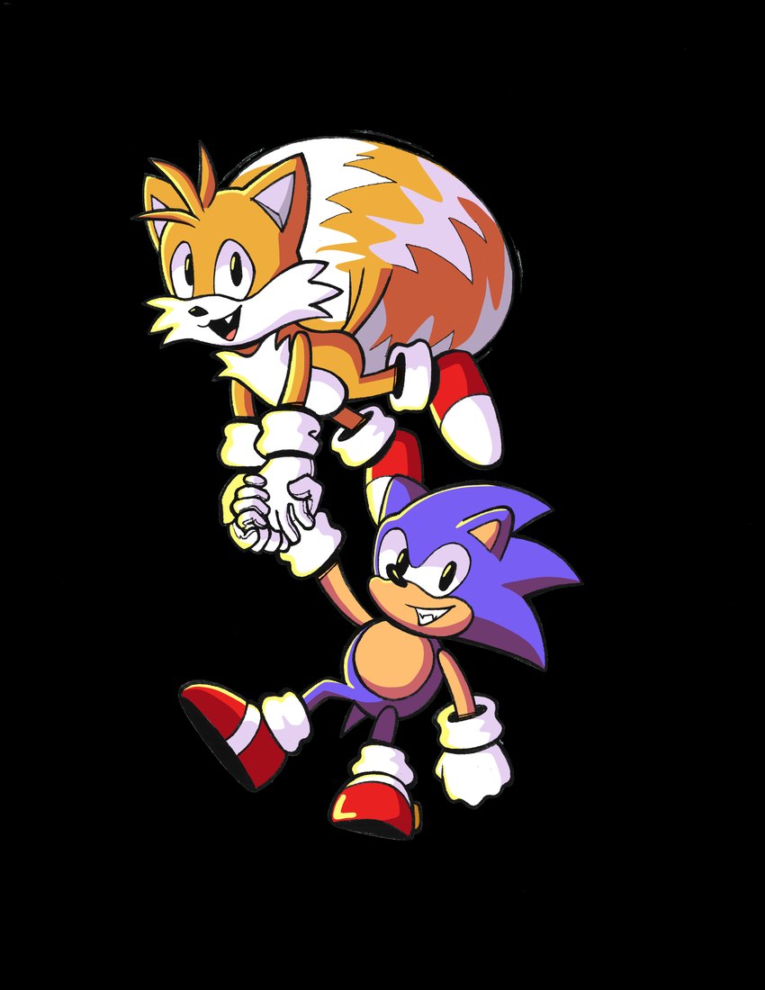 2_tails anthro clothing duo fangs flying footwear gloves hand_holding handwear looking_at_viewer male multi_tail shoes simple_background socks tail teeth transparent_background young young_male autenticovadito classic_sonic_(universe) sega sega_saturn sonic_the_hedgehog_(series) classic_sonic classic_tails miles_prower sonic_the_hedgehog canid canine eulipotyphlan fox hedgehog humanoid mammal absurd_res alpha_channel colored digital_media_(artwork) hi_res