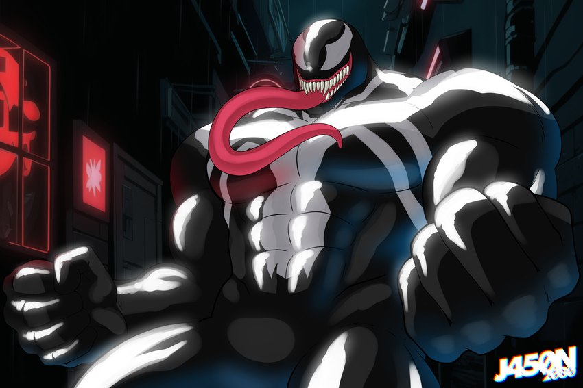 anthro barazoku bulk male muscular solo j450n2080 marvel spider-man_(series) venom_(marvel) symbiote absurd_res hi_res