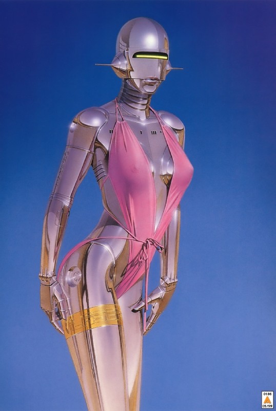 bikini clothed clothing female glistening grey_body lips machine metallic_body not_furry pose simple_background skimpy solo standing swimwear technophilia two-piece_swimsuit hajime_sorayama aerosmith sexy_robot_(hajime_sorayama) humanoid robot hi_res pinup