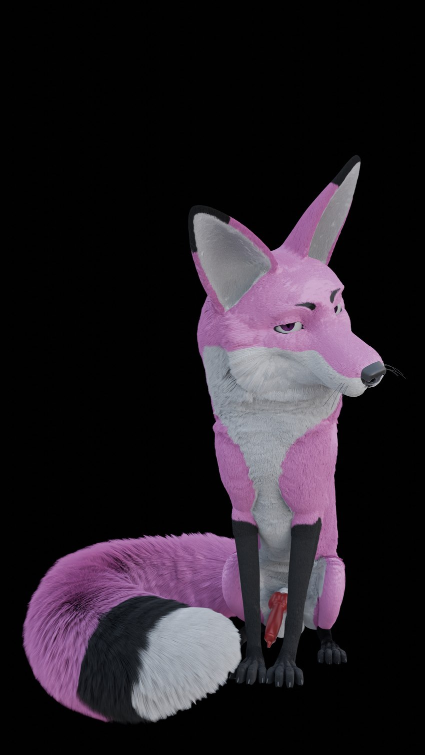 animal_genitalia animal_penis black_background canine_genitalia canine_penis feral fur genitals half-closed_eyes male narrowed_eyes penis pink_body pink_fur simple_background solo redneck_redoubt peppermint_(redneck_redoubt) canid canine fox mammal 3d_(artwork) 4k 9:16 absurd_res digital_media_(artwork) hi_res