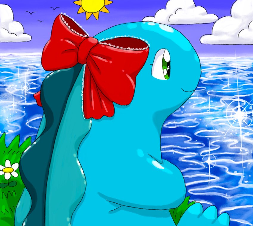 anthro cloud ribbons solo sun water mimill3 nintendo pokemon generation_2_pokemon pokemon_(species) quagsire hi_res