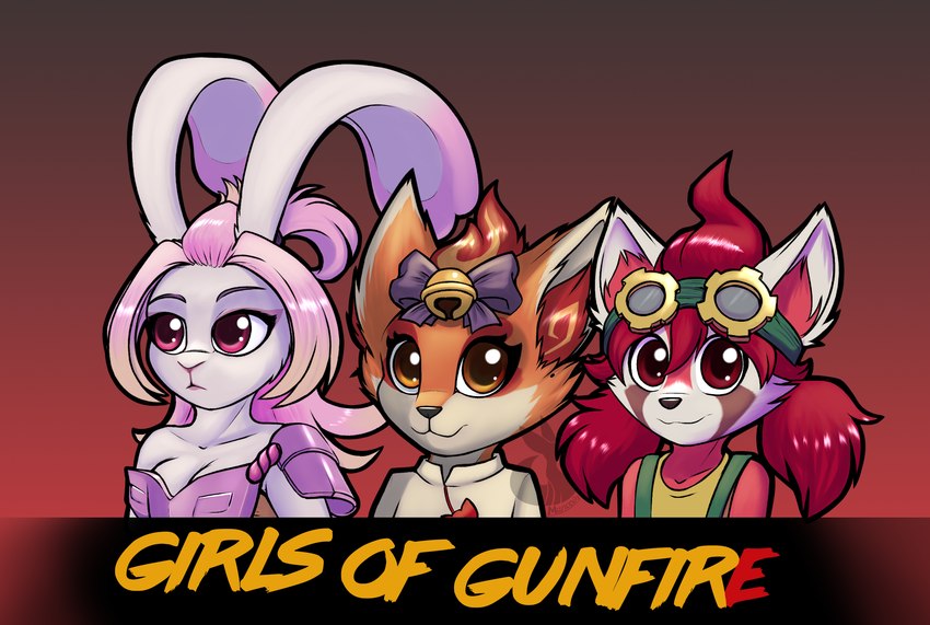 anthro eyewear eyewear_on_head female fur goggles goggles_on_head group hair orange_body orange_fur pink_hair red_body red_eyes red_hair simple_background smile trio white_body white_fur mancoin gunfire_reborn li_(gunfire_reborn) nona_(gunfire_reborn) tao_(gunfire_reborn) ailurid canid canine fox lagomorph leporid mammal rabbit red_fox red_panda true_fox digital_media_(artwork) hi_res signature