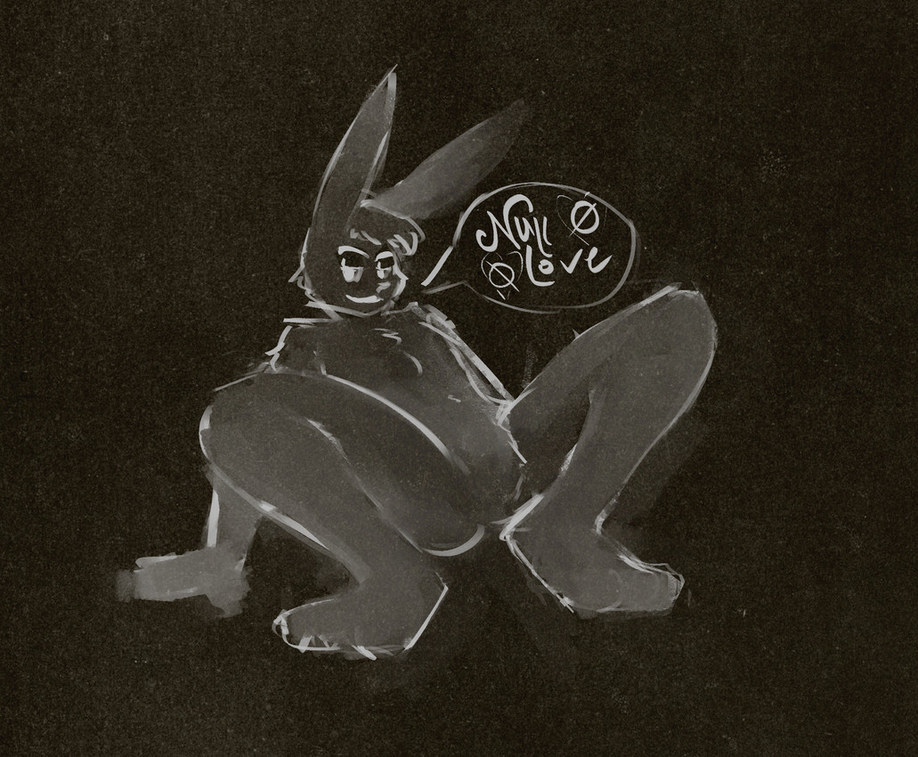 ambiguous_gender anthro null null_bulge solo spread_legs spreading cielvonaefenleoht ciel_(cielvonaefenleoht) hare lagomorph leporid mammal rabbit snowshoe_hare hi_res sketch nonbinary_(lore)