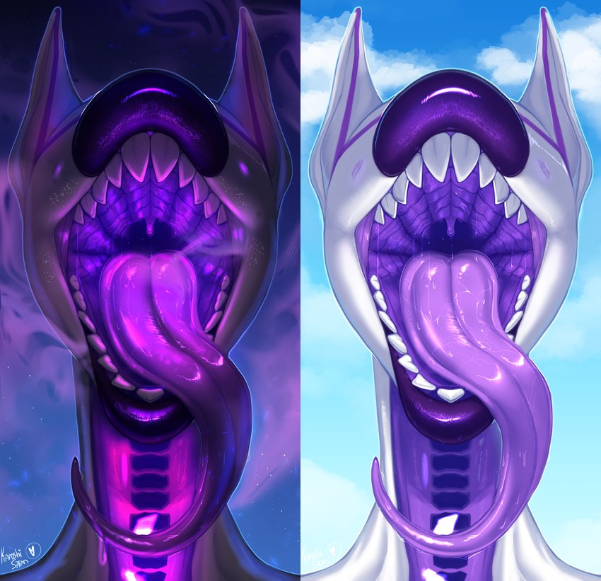 anthro bodily_fluids fangs female fur lips mouth_shot open_mouth oral saliva saliva_string simple_background smile solo teeth tongue tongue_out uvula vore karoshi_satan vaya_(jelomaus) annelid leech absurd_res digital_media_(artwork) hi_res