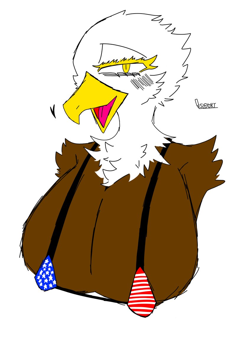 american_flag bald big_breasts bikini breasts clothing female huge_breasts hyper hyper_breasts solo swimwear two-piece_swimsuit united_states_of_america souki_kinpira51 accipitrid accipitriform avian bird eagle big_(disambiguation) absurd_res hi_res