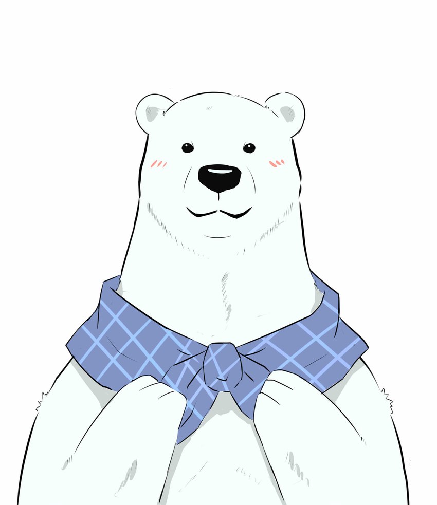 anthro biped black_nose blush fur kemono solo white_body white_fur andikapatok shirokuma_cafe shirokuma bear mammal polar_bear ursine 2014 absurd_res half-length_portrait hi_res portrait