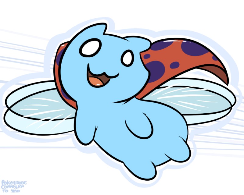 :3 ambiguous_gender blue_body blue_skin flying insect_wings no_sclera simple_background smile solo tongue white_background wings pokehidden bravest_warriors cartoon_hangover catbug arthropod domestic_cat felid feline felis hybrid insect mammal 5:4