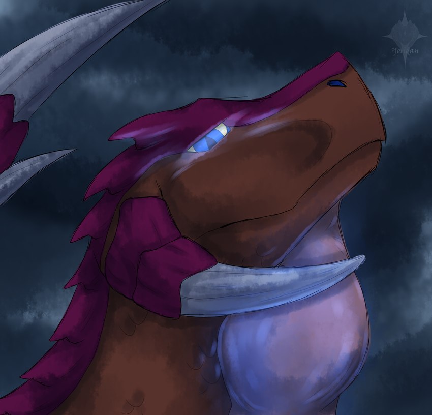 ambiguous_gender ambiguous_prey blue_eyes brown_body exoskeleton feral feral_pred larger_pred male male_pred markings neck_bulge oral_vore purple_markings quadruped spines tusks vore yellow_sclera yoridan blizzard_entertainment starcraft drythkalt zerg zergling absurd_res hi_res