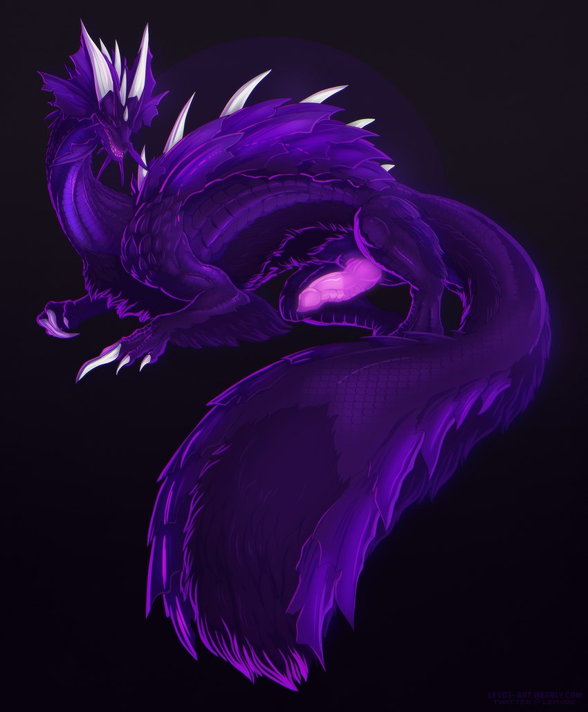 claws erection feral frill_(anatomy) fur genitals glowing glowing_genitalia glowing_penis glowing_tongue grey_horn horn knot long_claw long_tail looking_at_viewer lying male open_mouth penis purple_body purple_eyes purple_frill purple_fur purple_penis purple_scales purple_tongue ridged_penis scales shapeshift silver_horns solo spikes spikes_(anatomy) tail teeth tongue essence_of_rapture levo capcom monster_hunter mythology kaenrae_obscuro_(valdusaetherius) dragon leviathan_(mh) mizutsune mythological_creature mythological_scalie scalie digital_media_(artwork) hi_res