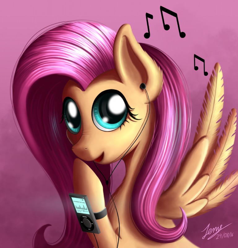 black_earbuds black_headphones blue_eyes earbuds electronics eyelashes feathered_wings feathers female feral fur hair headphones hooves looking_at_viewer monotone_earbuds monotone_headphones music_player musical_note musical_symbol nude open_mouth pink_background pink_hair simple_background smile solo symbol wings yellow_body yellow_feathers yellow_fur duskie-06 friendship_is_magic hasbro my_little_pony mythology fluttershy_(mlp) equid equine mammal mythological_creature mythological_equine pegasus 2016 hi_res