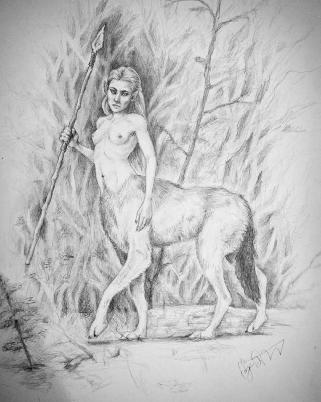 5_fingers :| breasts claws eyebrows female fingers fluffy fluffy_tail forest hair holding_object holding_weapon looking_at_viewer melee_weapon navel nipples nude outside plant polearm realistic solo spear tail tail_down tree walking weapon thehatishere canid canid_taur canine canine_taur canis humanoid_taur mammal mammal_taur taur wolf wolf_taur 2017 4:5 graphite_(artwork) hi_res monochrome signature traditional_media_(artwork)