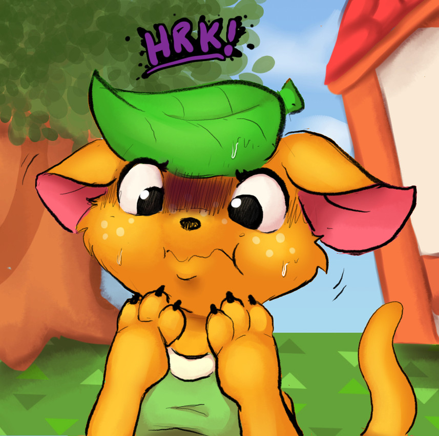 anthro claws clothed clothing eyelashes female finger_claws freckled_face freckles leaf leaf_hair long_eyelashes motion_lines paws plant plant_hair pseudo_hair solo muhny animal_crossing nintendo tangy_(animal_crossing) domestic_cat felid feline felis mammal