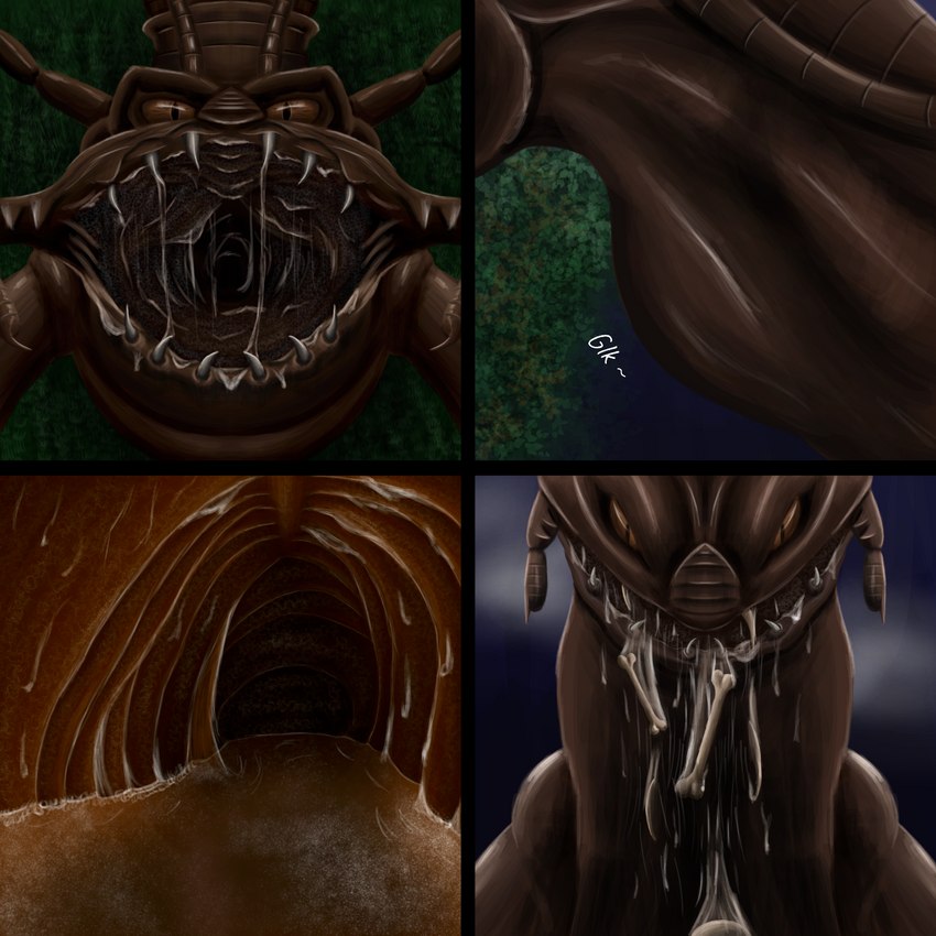 anthro bodily_fluids bone first_person_view internal male mouth_shot open_mouth prey_pov solo stomach_acid vore rdmage men_in_black edgar_the_bug alien arthropod blattodea cockroach insect 1:1 2023 hi_res tagme