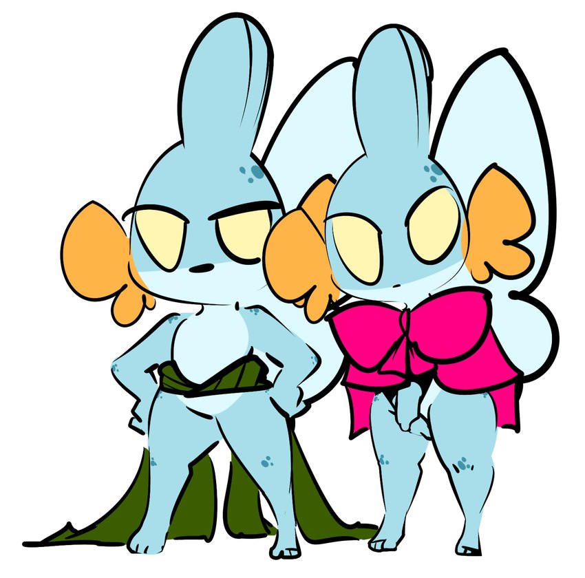 accessory anthro baby blue_body bow_(feature) bow_accessory bow_ribbon cheek_fins clothing duo feet female fin freckles hands_on_hips male sash simple_background tail tail_fin toes young 1upgobbo nintendo pokemon nah_(1upgobbo) noh_(1upgobbo) generation_3_pokemon mudkip pokemon_(species) hi_res brother_(lore) brother_and_sister_(lore) sibling_(lore) sister_(lore) twins_(lore)