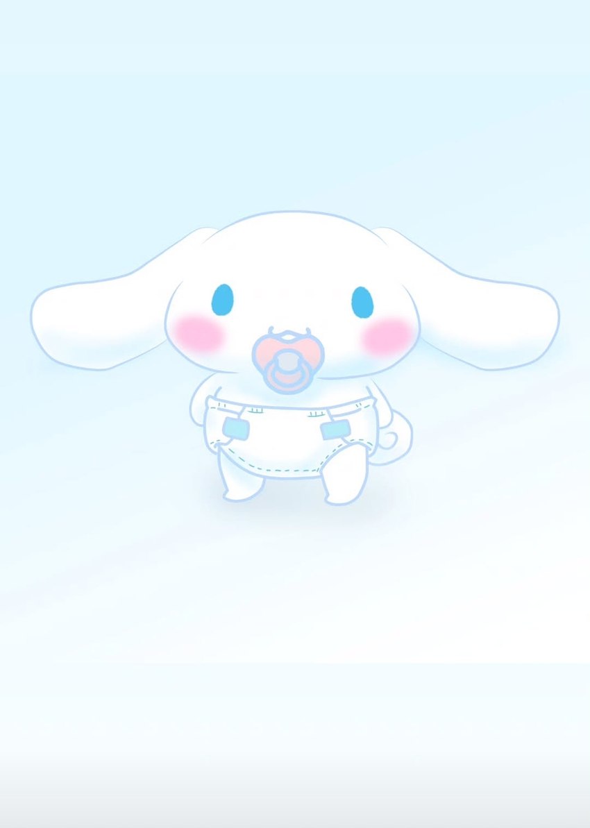 ambiguous_gender clothed clothing diaper object_in_mouth pacifier pacifier_in_mouth solo wearing_diaper cinnamoroll sanrio cinnamon_(cinnamoroll) canid canine mammal hi_res