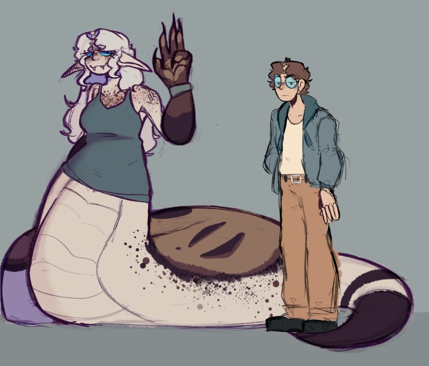 apode duo female legless male male/female monster_girl_(genre) serpentine size_difference split_form teratophilia candybeast draconcopode human humanoid lamia mammal naga reptile scalie snake