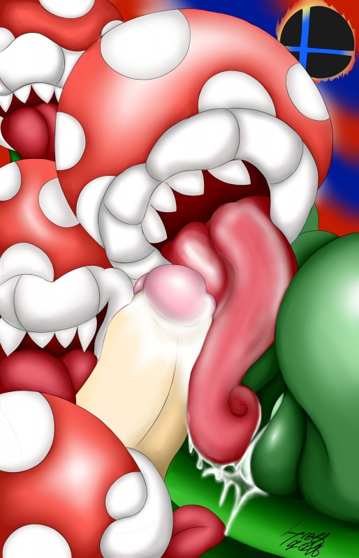 big_butt big_penis butt female genitals group long_tongue male male/female not_furry oral penis plant tongue tongue_out greey mario_bros nintendo elemental_creature flora_fauna piranha_plant 2018 9:14 absurd_res digital_media_(artwork) hi_res