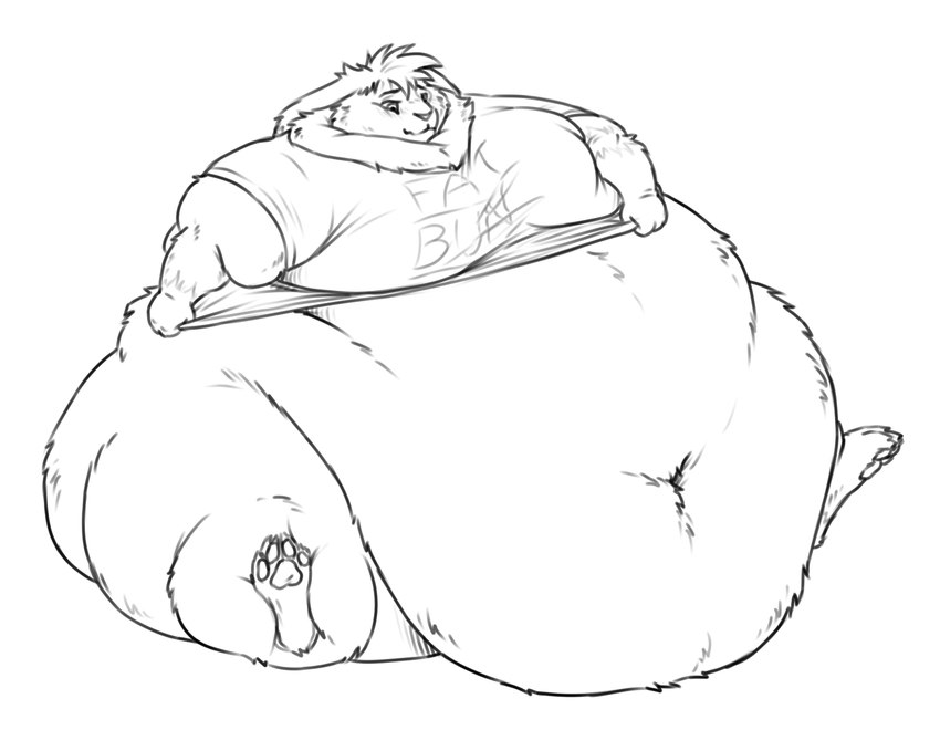 anthro belly belly_overhang big_belly bottomless chubby_cheeks clothed clothing clothing_pull fur love_handles male moobs morbidly_obese morbidly_obese_anthro morbidly_obese_male navel obese obese_anthro obese_male overweight overweight_anthro overweight_male shirt shirt_pull simple_background sitting solo text thick_thighs topwear topwear_pull white_background wide_hips sugarboy domestic_rabbit lagomorph leporid lop_rabbit mammal oryctolagus rabbit black_and_white english_text hi_res monochrome