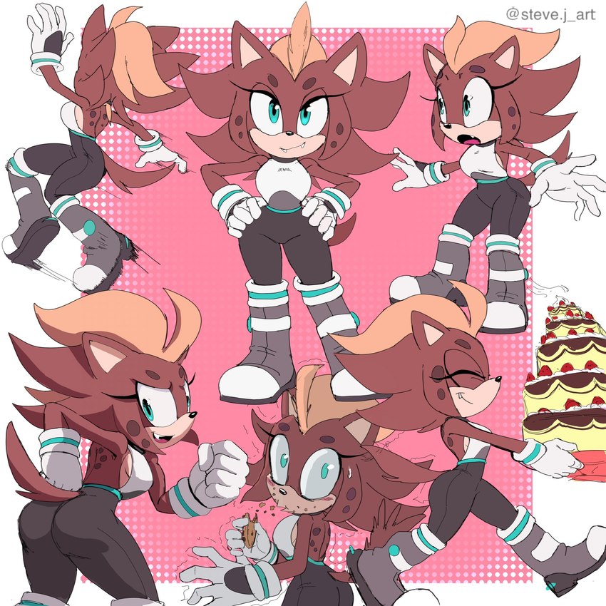 anthro blush breasts butt cake cookie dessert eating female food side_boob solo steve_jones sega sonic_the_hedgehog_(series) fan_character hilda_the_hyena hyena mammal 1:1 hi_res