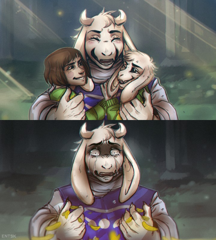 5_fingers ambiguous_gender anthro bodily_fluids brown_hair clothed clothing crying death delta_rune_(emblem) detailed_background fangs female fingers fur group hair horn long_ears male sad smile stripes symbol tears teeth white_body white_fur entsk undertale undertale_(series) asriel_dreemurr chara_(undertale) toriel boss_monster_(undertale) bovid caprine goat human mammal hi_res adopted_(lore) adopted_son_(lore) adoptive_mother_(lore) mother_(lore) mother_and_child_(lore) mother_and_son_(lore) parent_(lore) parent_and_child_(lore) parent_and_son_(lore) son_(lore)