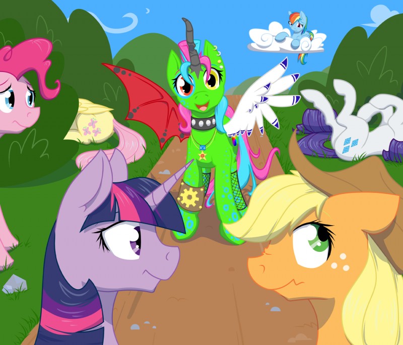 twilight sparkle, unoriginal character, rainbow dash, fluttershy, pinkie pie, and etc (friendship is magic and etc) created by geomancing