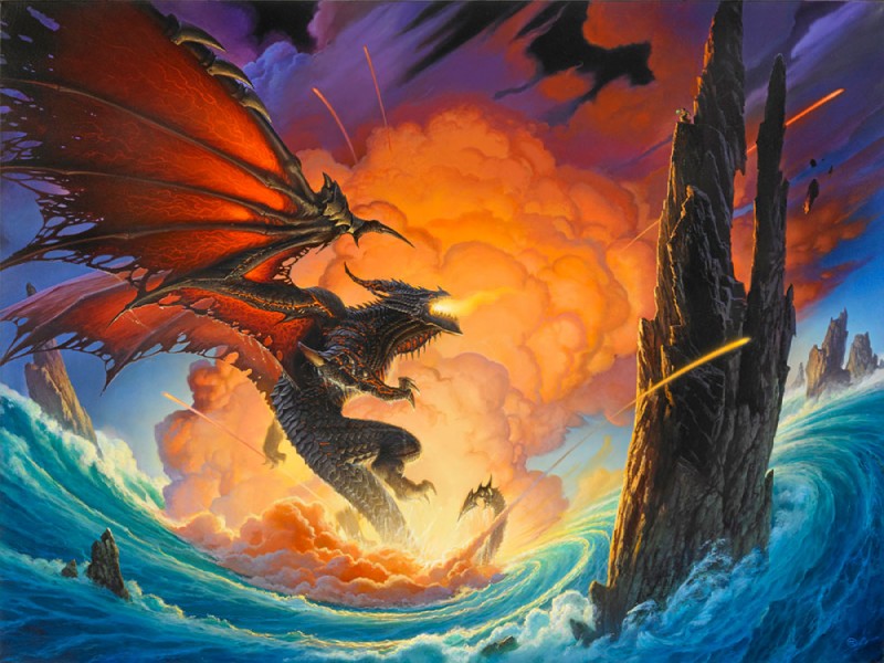 bat_wings black_body black_scales breath_powers claws cloud elemental_manipulation fangs feral fire fire_breathing fire_manipulation furgonomics horn male membrane_(anatomy) membranous_wings orange_eyes outcrop outside rock scales sea sky smoke solo steam tail teeth water wave wing_armor wing_claws wings michael_whelan blizzard_entertainment mythology warcraft deathwing dragon mythological_creature mythological_scalie scalie 2010