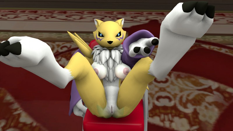 black_sclera female lying on_back presenting solo sumeriandragon bandai_namco digimon canid canine digimon_(species) mammal renamon 16:9 3d_(artwork) digital_media_(artwork) hi_res source_filmmaker_(artwork) widescreen