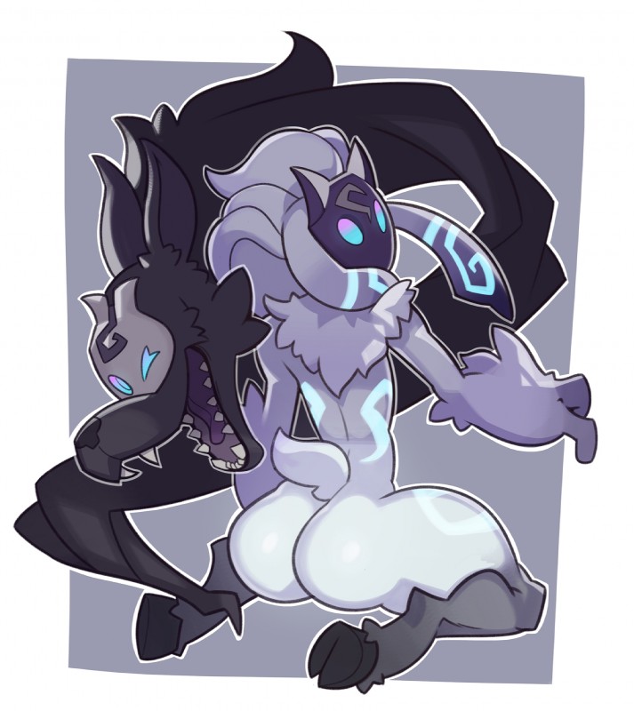 kindred, lamb, and wolf (league of legends and etc) created by splashbrush