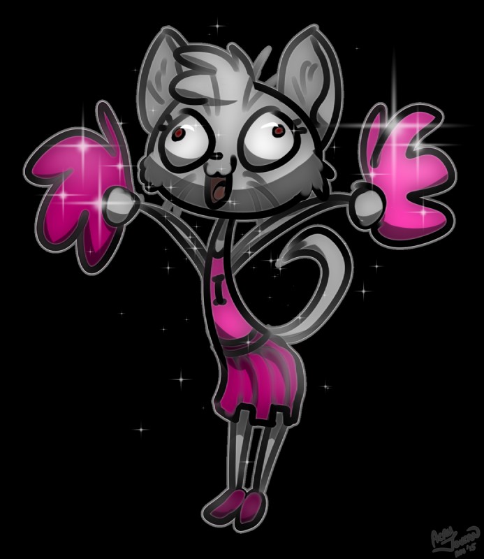 anthro biped bodily_fluids bottomwear cheerleader clothing excited female flat_chested fur open_mouth pom_poms simple_background skirt solo sparkles standing sweat transparent_background acru_jovian domestic_cat felid feline felis mammal alpha_channel digital_media_(artwork) hi_res