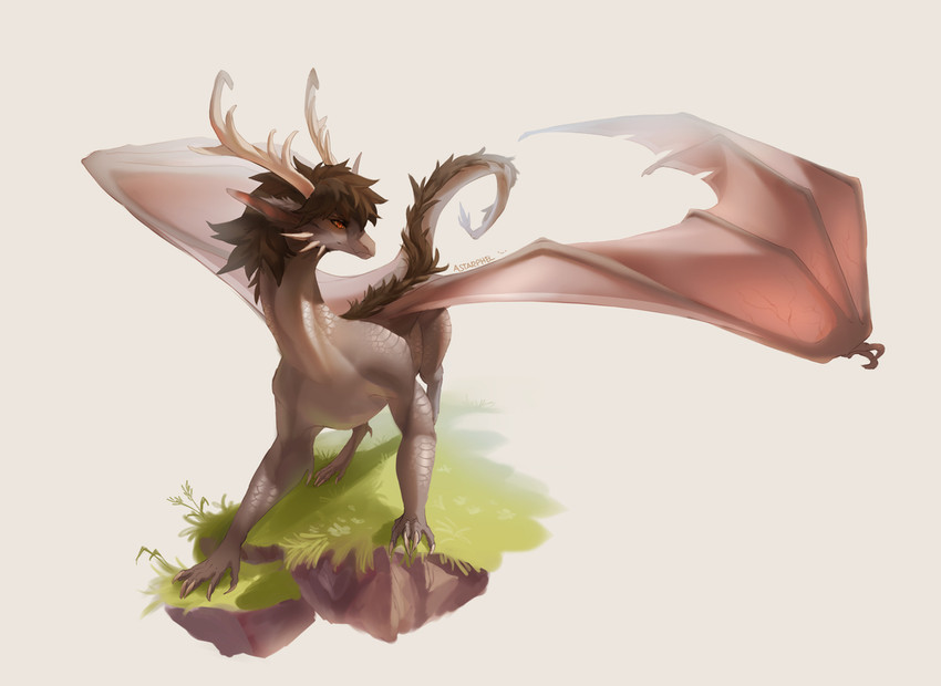 claws feral horn membrane_(anatomy) membranous_wings orange_eyes quadruped tail wings astarphel european_mythology mythology dragon mythological_creature mythological_scalie scalie western_dragon 2021 digital_media_(artwork)