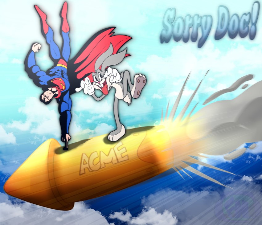 bugs bunny and superman (superman (series) and etc) created by fanamationu