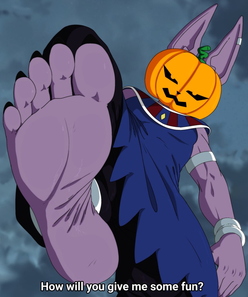 barefoot clothing dialogue feet food foot_fetish foot_focus for_a_head fruit male plant pumpkin pumpkin_head soles solo foot_ninja15 dragon_ball dragon_ball_super beerus humanoid object_head absurd_res digital_drawing_(artwork) digital_media_(artwork) hi_res