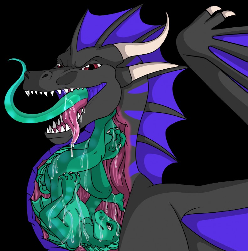 black_body black_outline black_scales bodily_fluids claws duo feral frill_(anatomy) horn internal looking_at_viewer male membrane_(anatomy) membranous_frill multicolored_body multicolored_scales open_mouth oral_vore outline purple_body purple_scales red_eyes saliva scales simple_background size_difference smile soft_vore stripes tail teeth tongue tongue_out transparent_background two_tone_body two_tone_scales vore wings thera mythology garothal shadowcloud dragon helmeted_lizard lizard mythological_creature mythological_scalie plumed_basilisk reptile scalie 2017 alpha_channel bust_portrait digital_media_(artwork) hi_res portrait