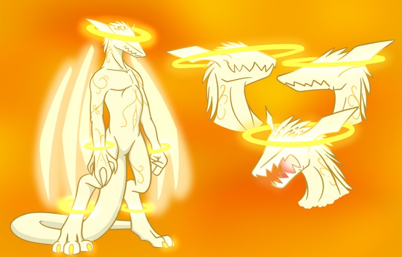 anthro featureless_crotch halo nude simple_background smile solo standing tail wings x231_(artist) mythology angel angel_dragon dragon mythological_creature mythological_scalie scalie 2017 digital_media_(artwork)